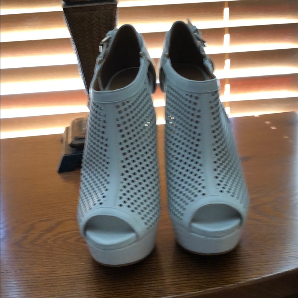 Sexy white mesh platform sandals